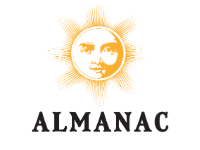 sun with a face on it over the word almanac