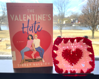 The Vlentines Hate with pink and red granny square with heart in the middle