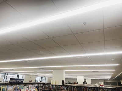 Photo of new ceiling tiles and lighting