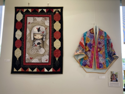 Two Asian design quilts by Sue Sunby