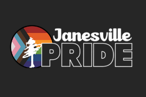 Janesville Pride with pride flag and janesville tree