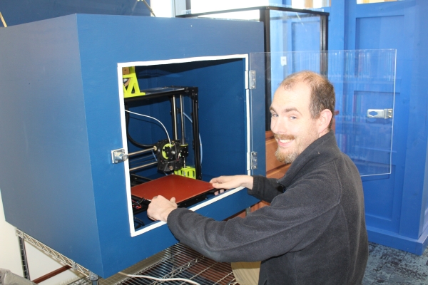 Tyler at 3D printer