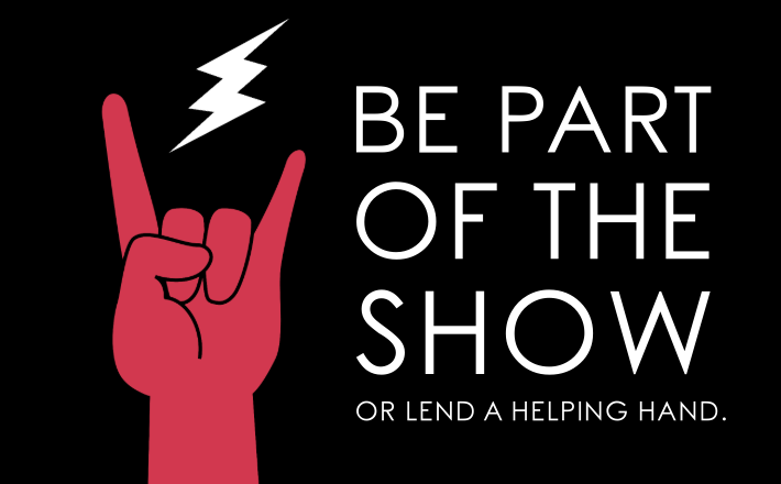 be part of the show volunteer with red rock horns and a bolt of lightening