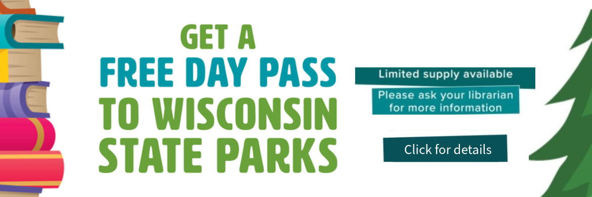 get a free day pass to wisconsin state parks with a stack of books and a green tree